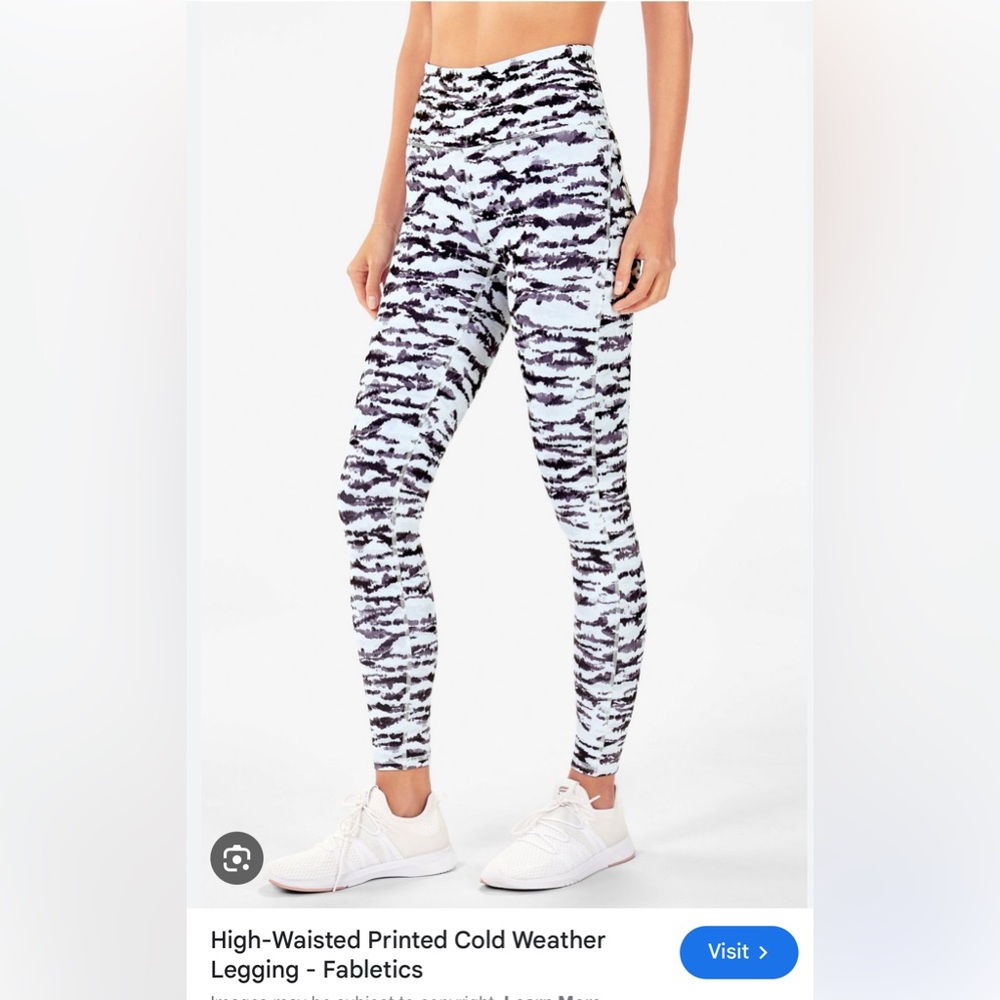 Fabletics Black & White Print Leggings (Size XL)